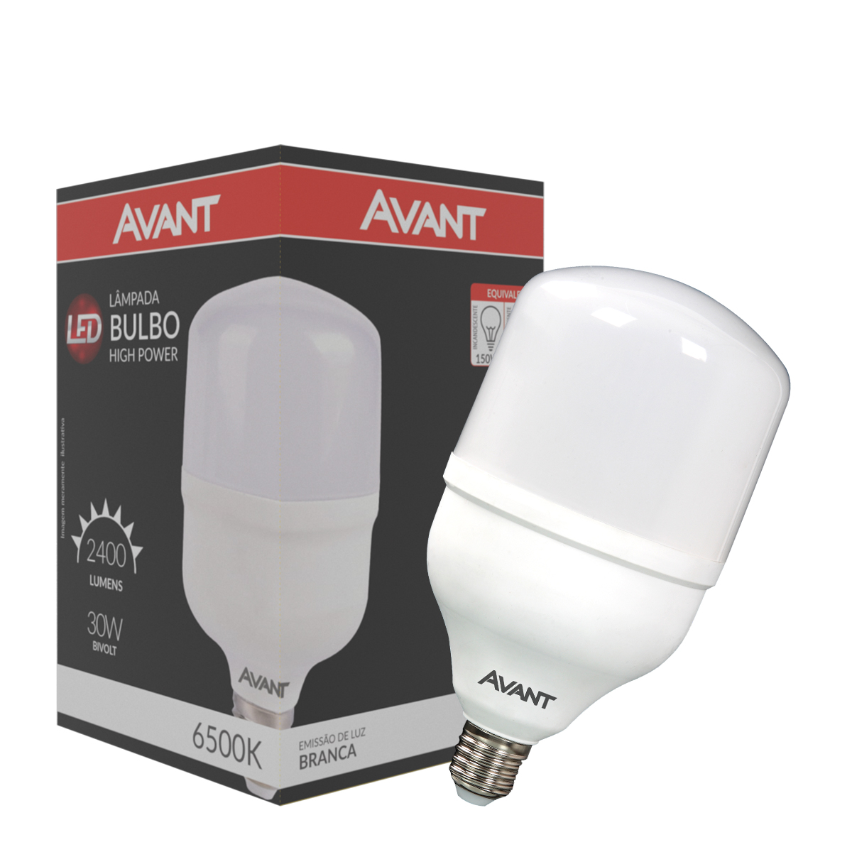 Lâmpada Led Bulbo Alta Potência T 30W Bivolt E27 Luz Branca 6500K 2400Lm - Avant