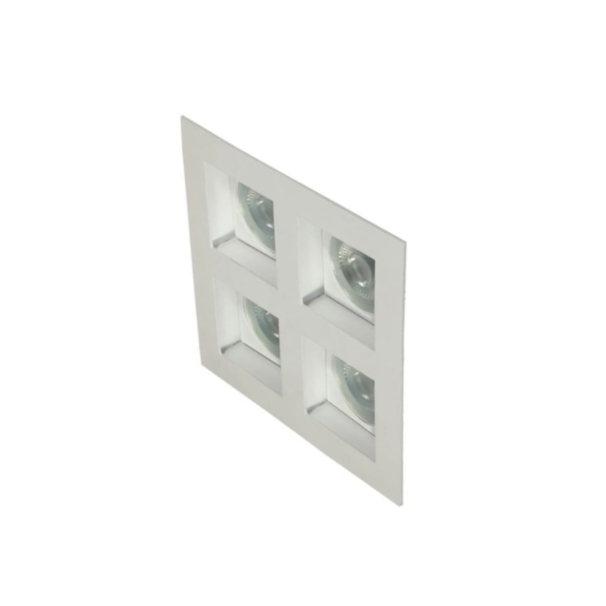 Luminária Spot Embutir Quadrado Branco P/Lâmpada Par16 4X7W Gz10 Bivolt Foco Direcionável/Recuado - Golight