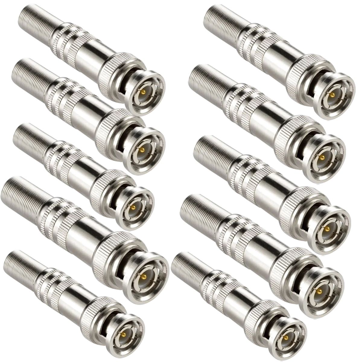 Conector De Vídeo Bnc Macho/Femea Terminal Mola Prata Com 10 Peças Weg