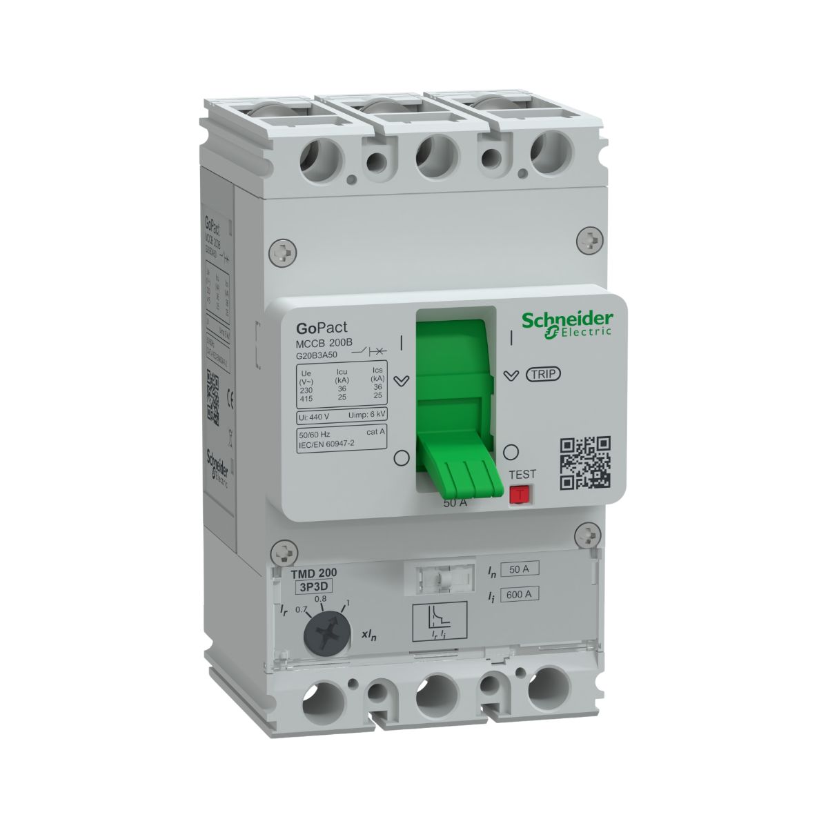 Disjuntor Caixa Moldada Tripolar 35-50A 25Ka 380/415V 50/60Hz G20B3A50 - Schneider
