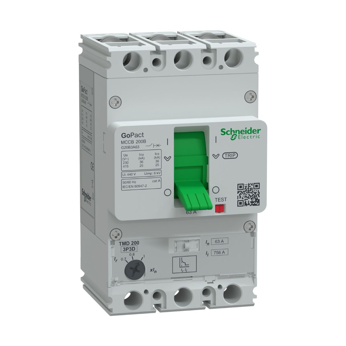 Disjuntor Caixa Moldada Tripolar 44,1-63A 25Ka 380/415V 50/60Hz - Schneider