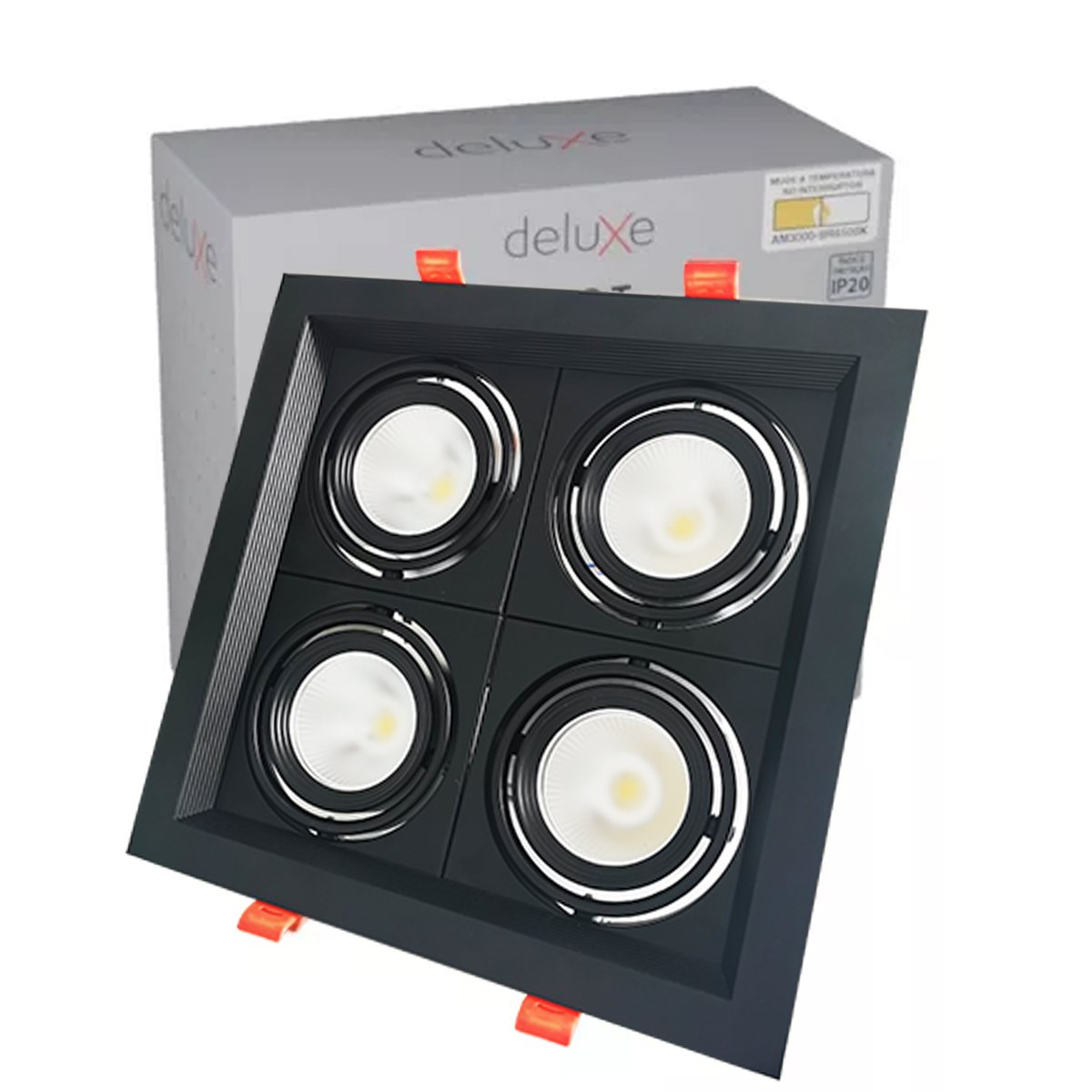 Luminária Spot Led Embutir Evidence Quattro Preto Fosco 28W Bivolt Luz Amarela/Neutra/Branca 3000/4000/6500K - Avant