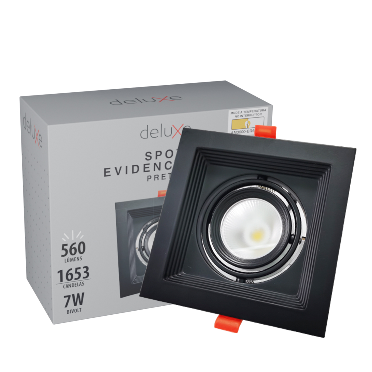 Luminária Spot Led Embutir Evidence Uno Preto Fosco 7W Bivolt Luz Amarela/Neutra/Branca 3000/4000/6500K - Avant