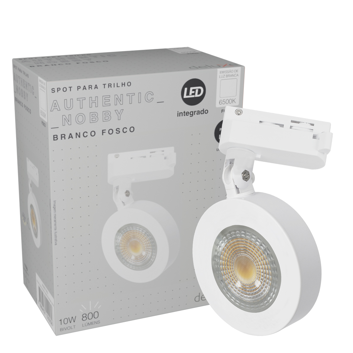 Luminária Spot Led Trilho Authentic Nobby Redondo Branco 10W Bivolt Luz Branca 6500K 800Lm - Avant