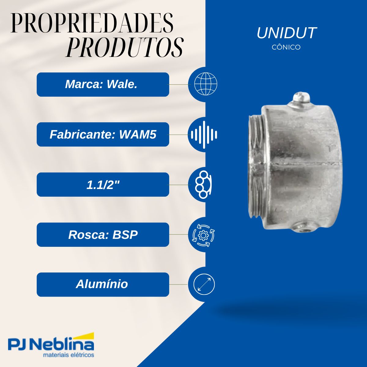 Unidut Múltiplo P/Eletroduto 1.1/2 Alumínio Fix Parafuso Bsp - Wale