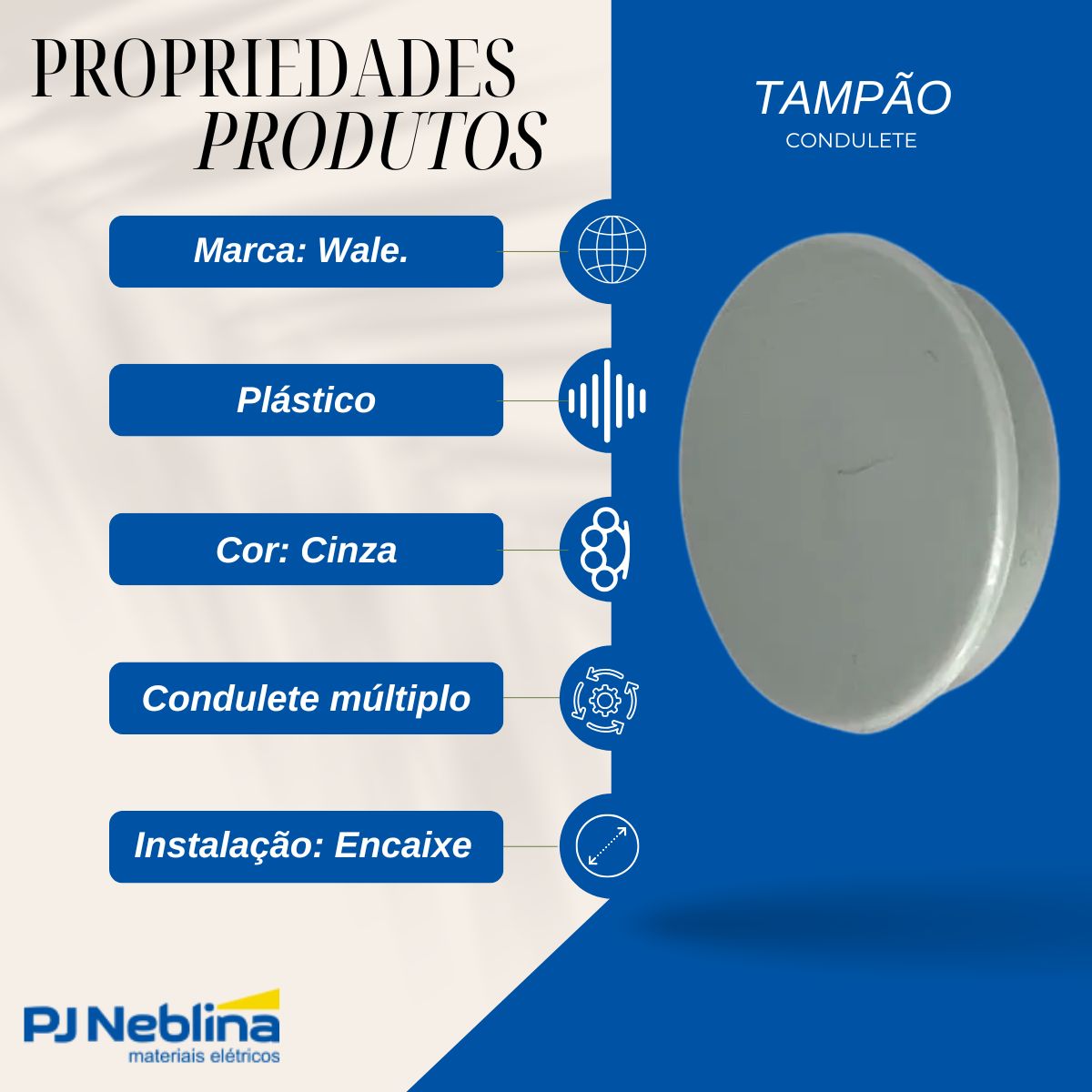 Tampão P/Condulete Pvc 3/4 - Wale