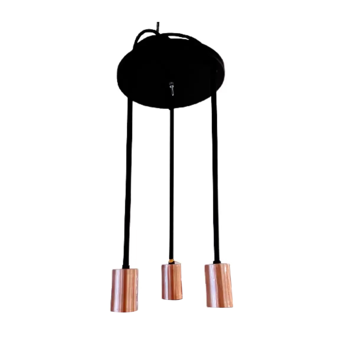Luminária Pendente Kit Suspensão Haste Longa Preto 60W 3xE27 Bivolt 40x20Cm - Ty Iluminação