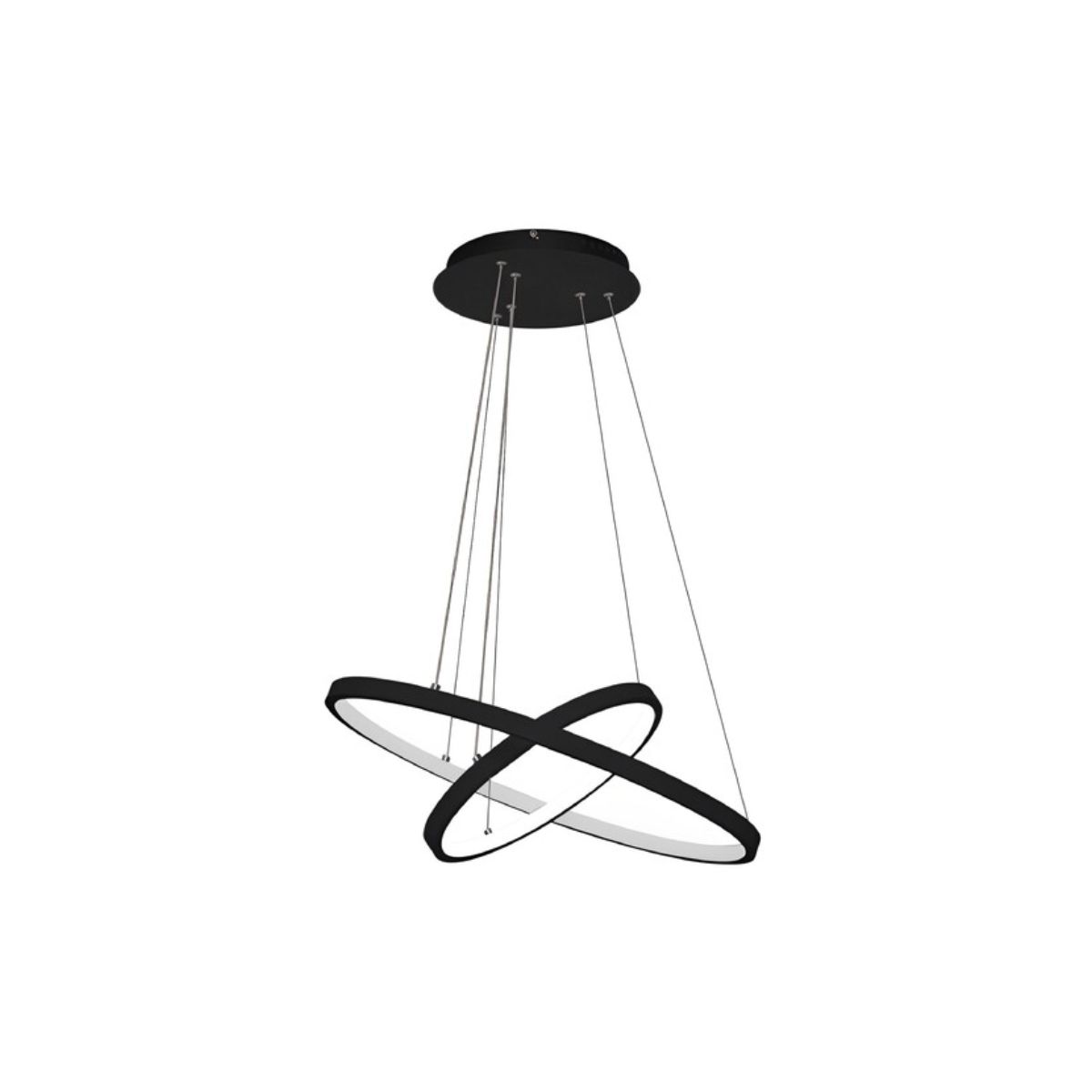 Luminária Pendente Led Ring Duplo Anel Preto 60W Bivolt 3000K Branco Quente 5000Lm - Sl Iluminação