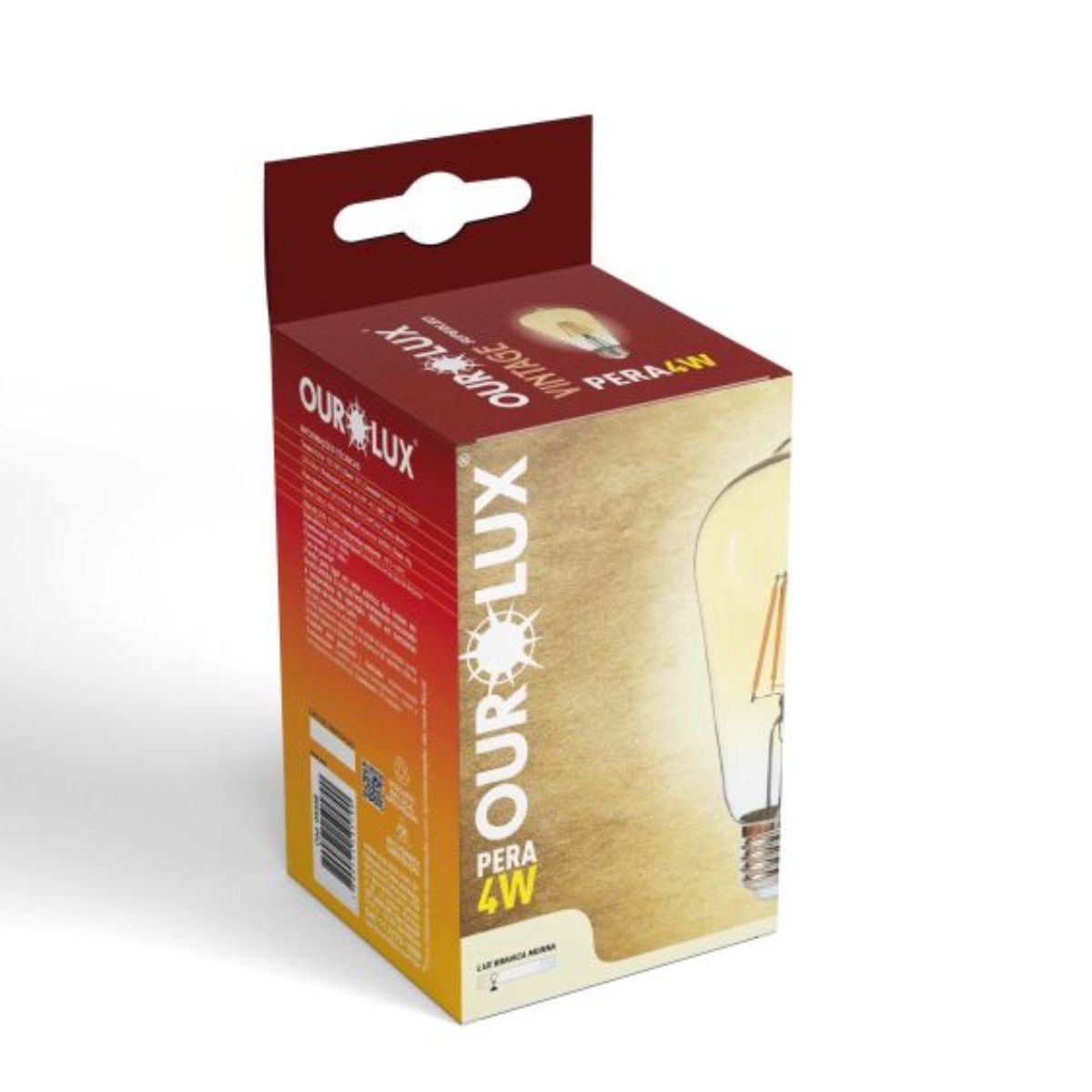 Lâmpada Led Filamento Pera 4W Bivolt 2400K Luz Amarela - Ourolux