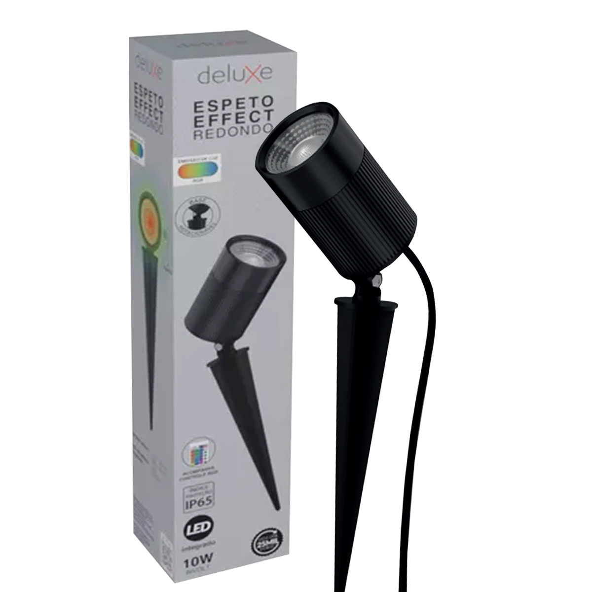 Luminária Espeto Led Jardim Redondo Preto 10W Bivolt Âmbar 80x54mm Avant