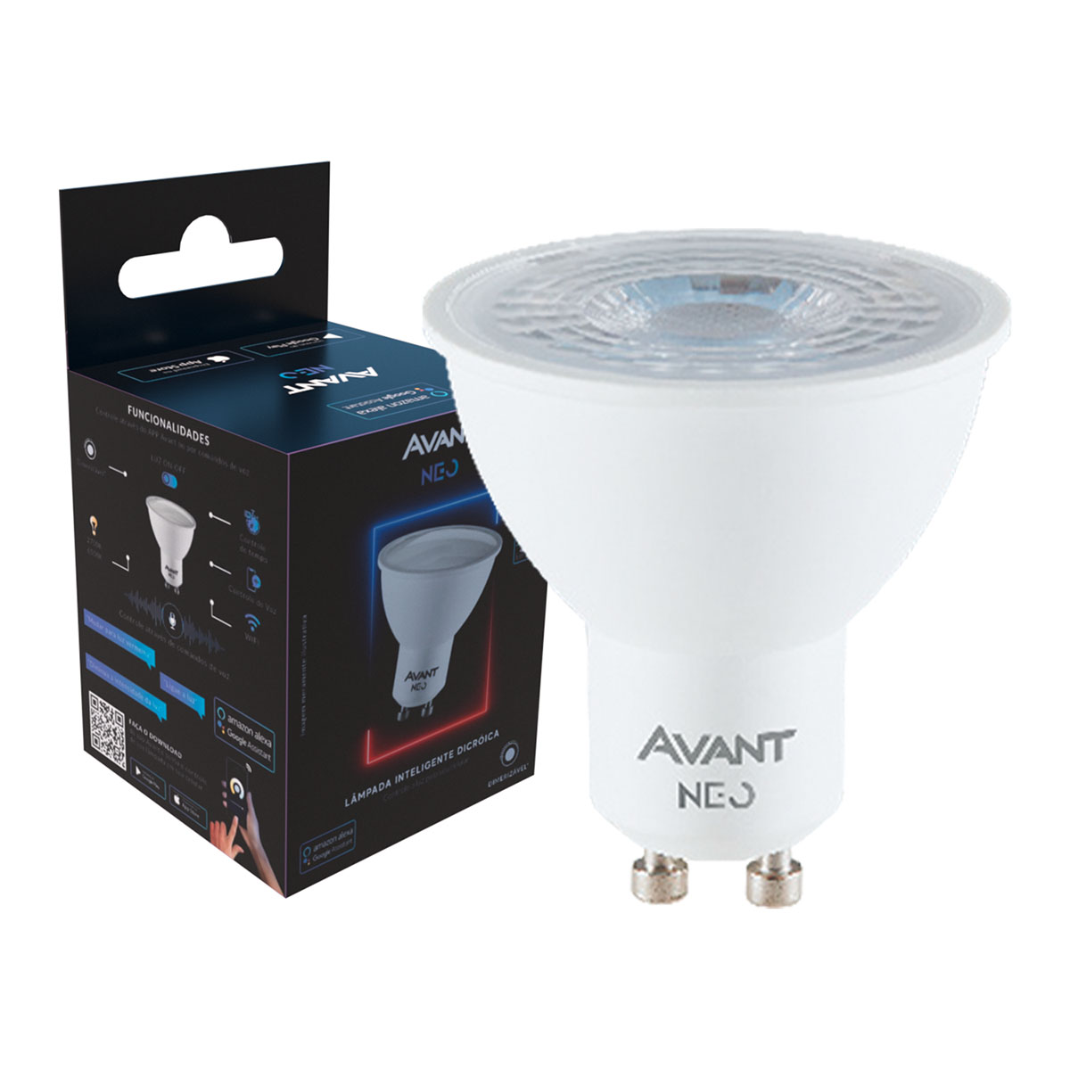 Lâmpada Led Dicróica Par16 5W Bivolt Gu10 2700K-6500L Luz Amarela/Neutra/Branca 450Lm 38G Avant