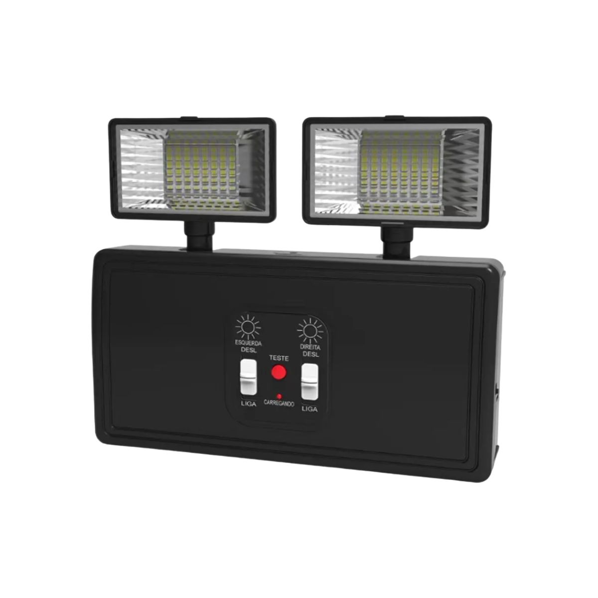 Luminária Emergência Led 2 Faróis Sobrepor 5W Bivolt 6000K Branco Frio 600Lm 4H Ip20 Preto - Avant