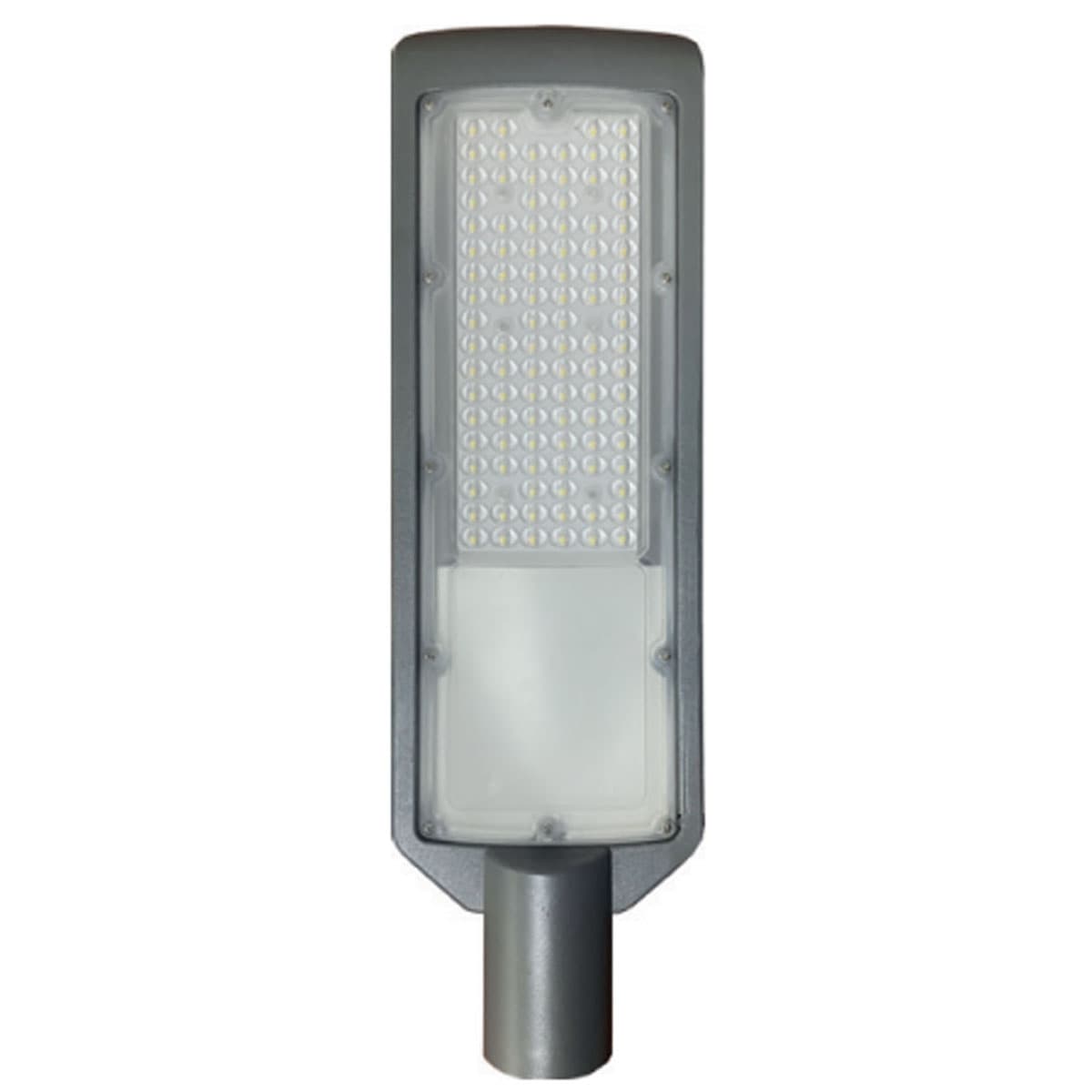 Luminária Pública Led Cinza 100W Bivolt 6500K Luz Branca 12000Lm Difusor Policarbonato Com Tomada 3 Polos Ip66 Avant