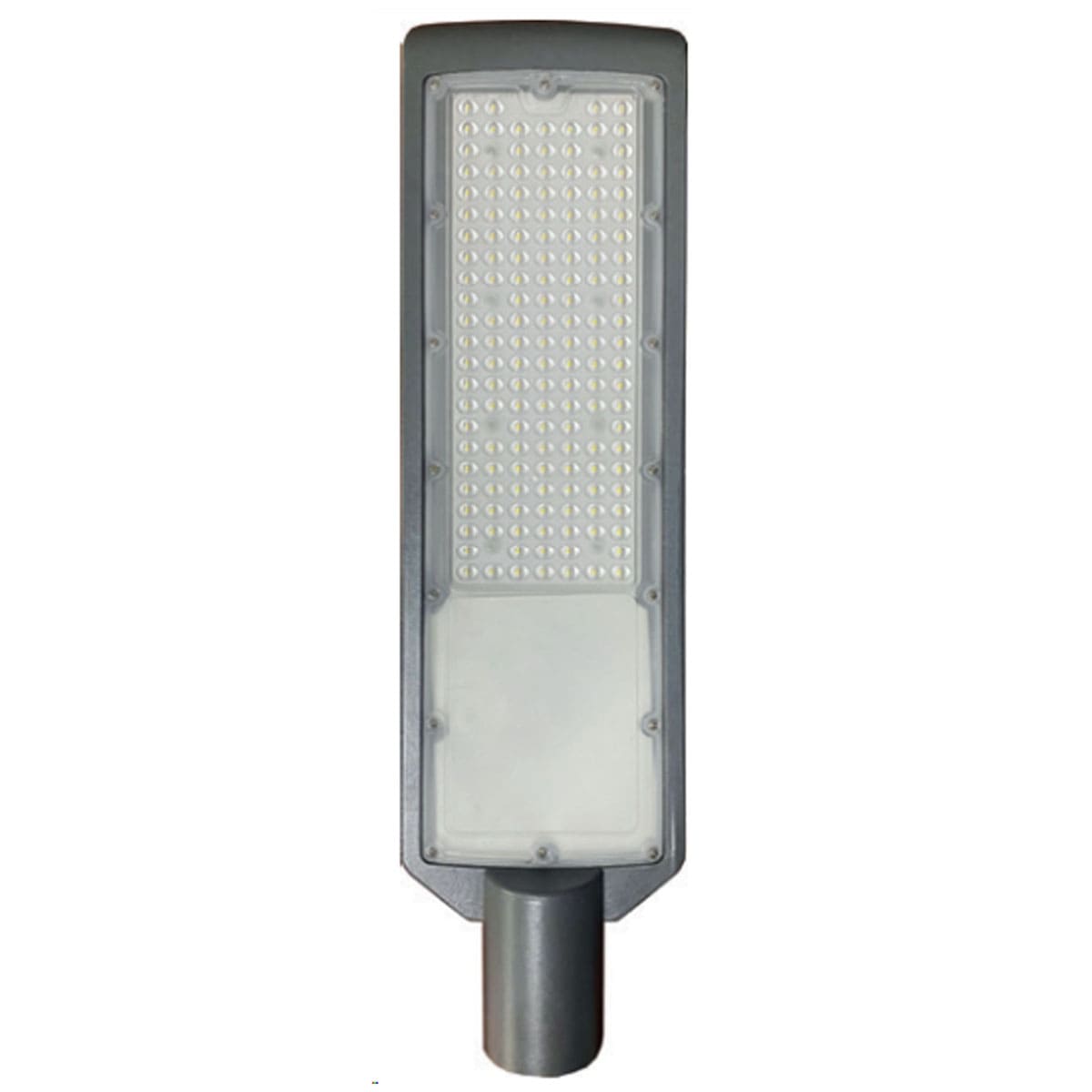 Luminária Pública Led Cinza 150W Bivolt 6500K Luz Branca 18000Lm Difusor Policarbonato Com Tomada 3 Pólos Ip66 Avant
