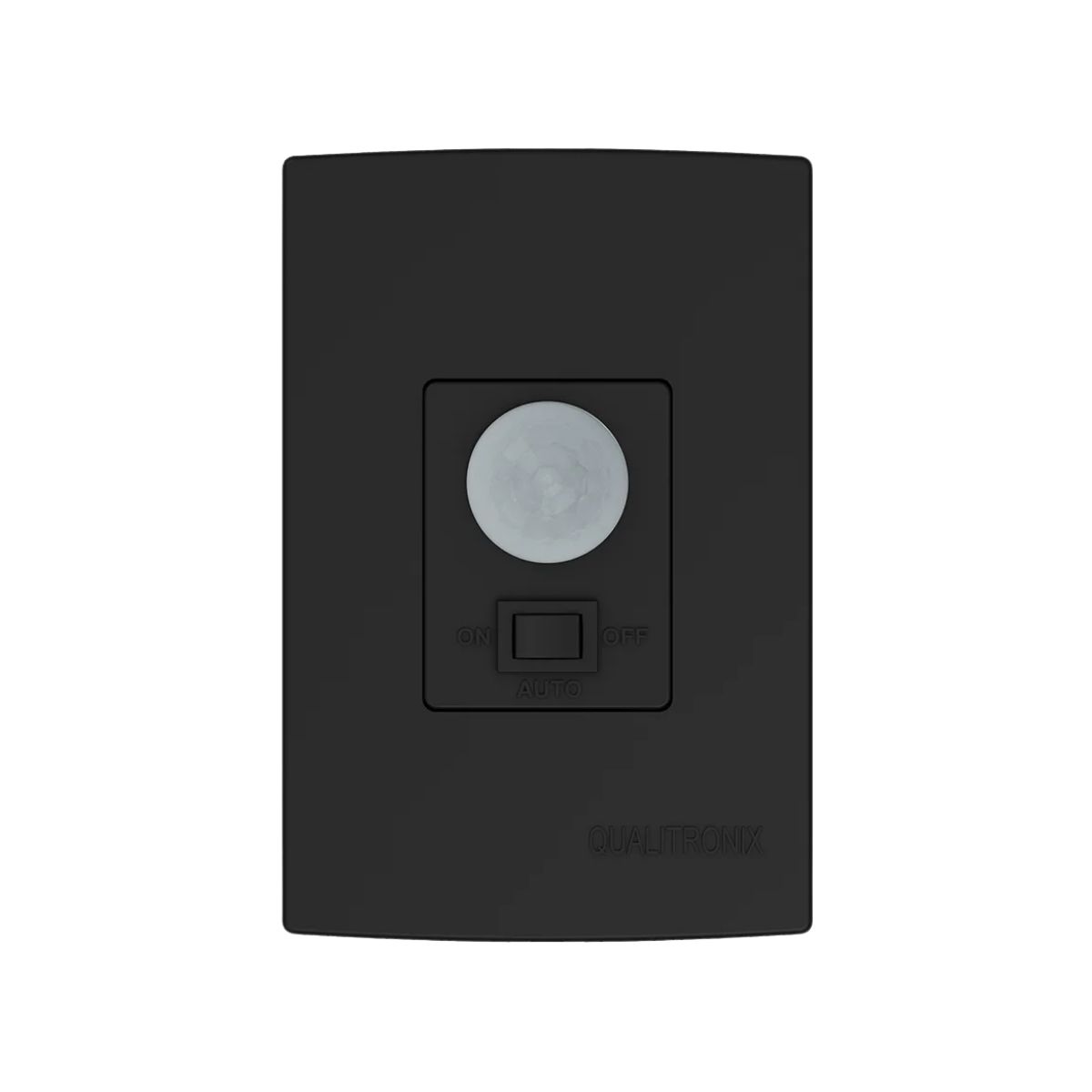Sensor Presença C/Fotocélula Embutir Parede Bivolt Preto Placa 4X2 - Qualitronix