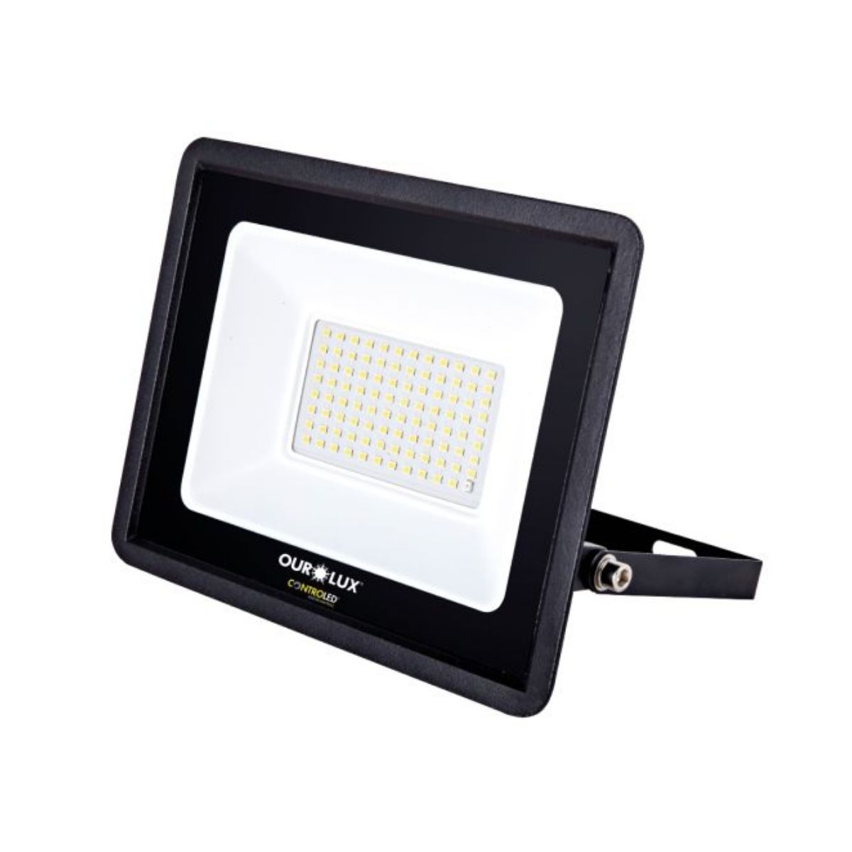 Luminária Refletor Led Retangular Sobrepor Preto 50W Bivolt 6500K Branco Frio 3375Lm Difusor Vidro Temperado 110G C/Sensor Presença/Luminosidade Ip65 - Ourolux