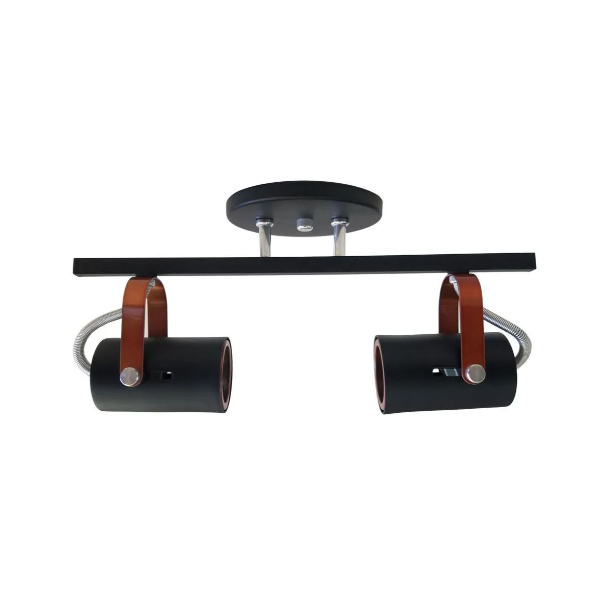 Luminária Spot Sobrepor Gu10 Preto Cobreado 2Xgu10 Bivolt Foco Direcionável - Kin Light