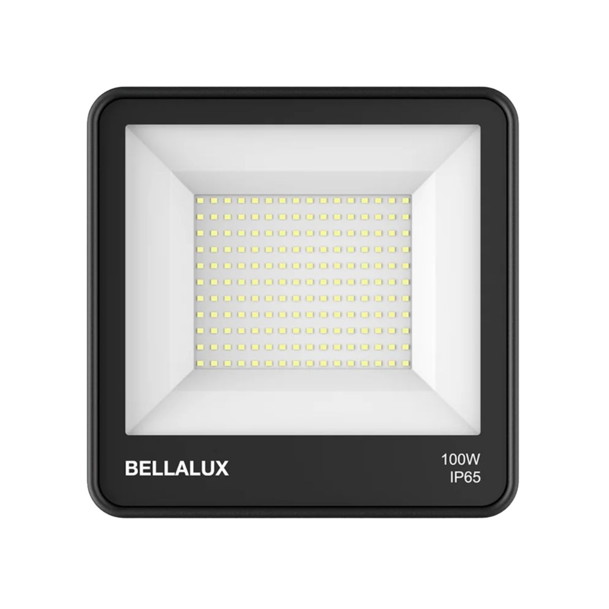 Luminária Refletor Led Retangular Sobrepor Preto 100W Bivolt 6500K Branco Frio 8000Lm Difusor Vidro Temperado C/Protetor Surto 2Kv - Bellalux