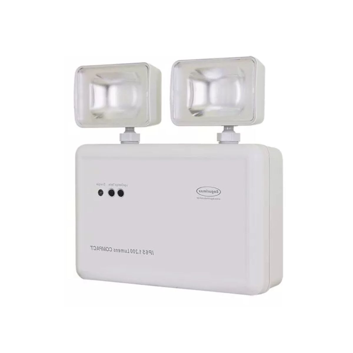 Luminária Emergência Led 2 Faróis Sobrepor 2W Bivolt 6000K Branco Frio 1200Lm 2H Ip20 - Segurimax