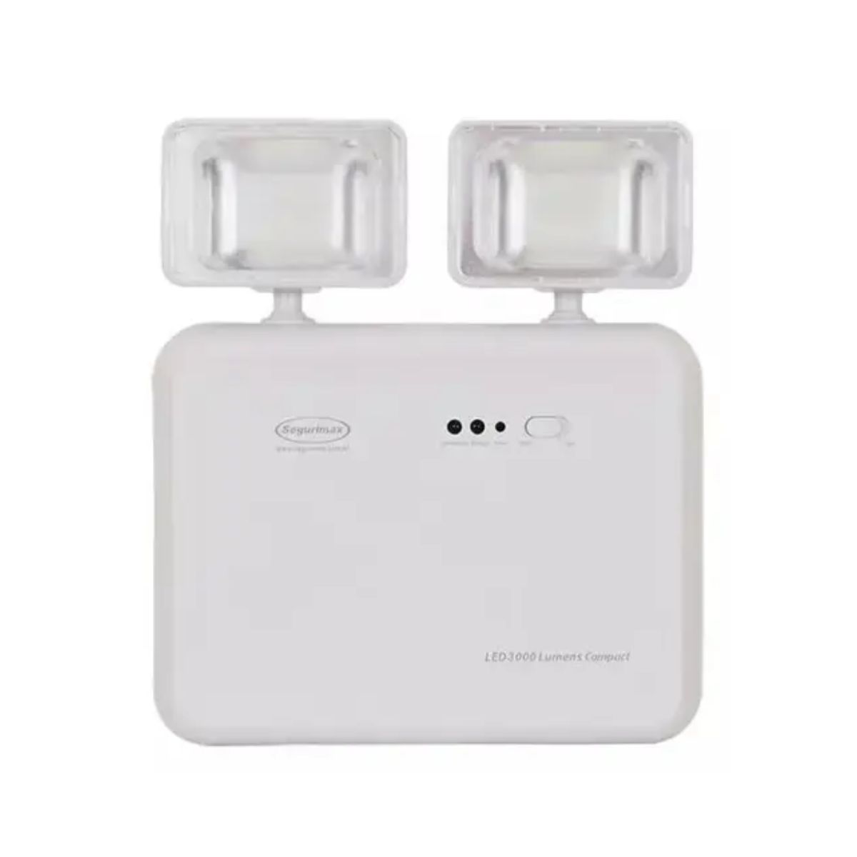 Luminária Emergência Led 2 Faróis Sobrepor 4W Bivolt 6000K Branco Frio 3000Lm 2H Ip20 - Segurimax