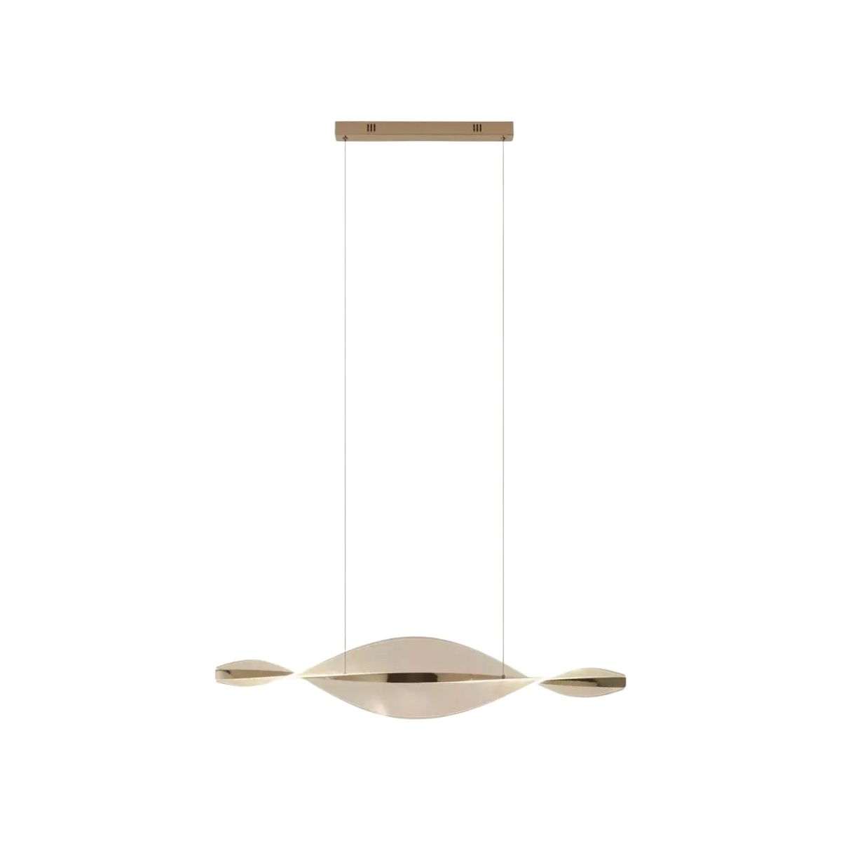 Luminária Pendente Led Sobrepor Horizontal Leaf Dourado 20W Bivolt 3000K Branco Quente 940Lm - Hevvy