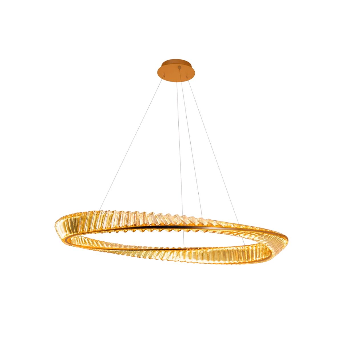 Luminária Pendente Led Sobrepor Voyager Dourado/Transparente 46W Bivolt 3000K-6500K/Rgb Branco Quente 4600Lm - Hevvy
