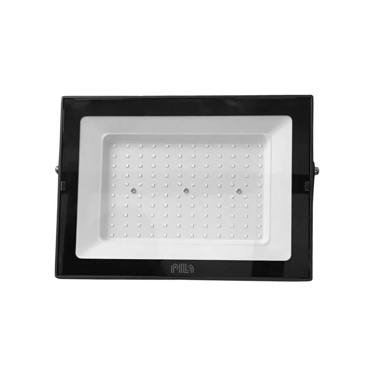 Luminária Refletor Led Retangular Sobrepor Preto 200W Bivolt 6500K Branco Frio 13000Lm Difusor Vidro Temperado Ip65 - Pila