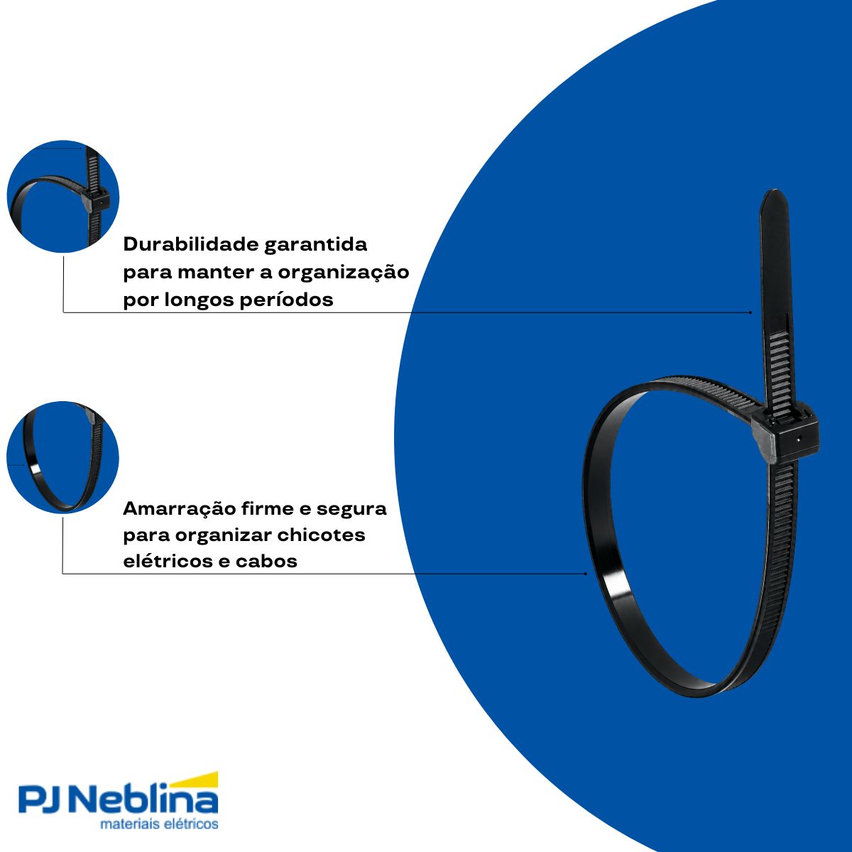 Braçadeira Flexível Poliamida 200X4,6Mm Preto - Dutoplast