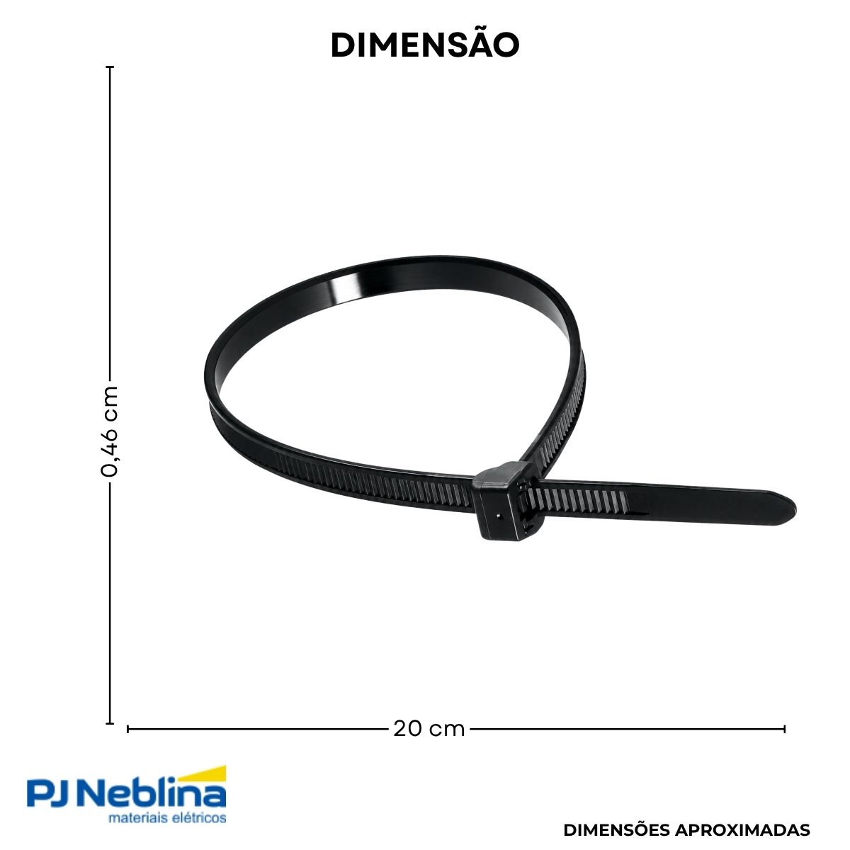 Braçadeira Flexível Poliamida 200X4,6Mm Preto - Dutoplast