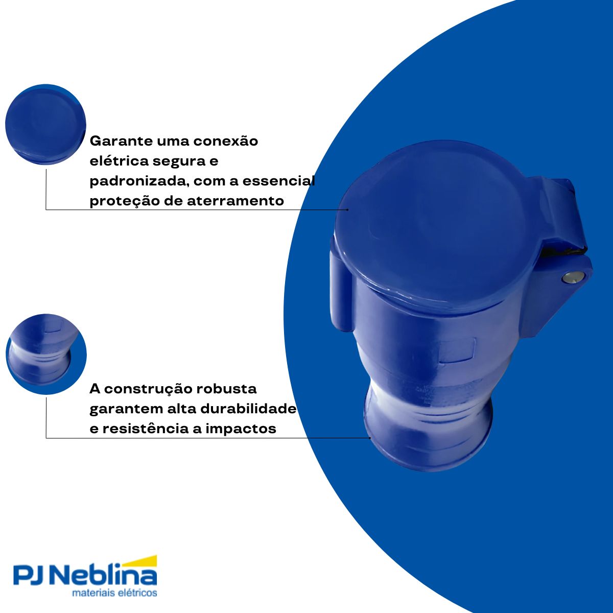 Tomada Industrial Femea Movel Acoplador 3p+t 32a 200/250v Azul