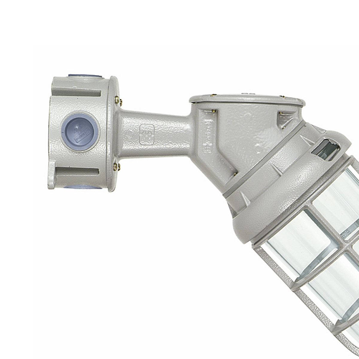 Luminária Industrial Arandela 45G Cinza 100W E27 Difusor Vidro Alcalino 3/4 Bsp Com Grade - Wetzel