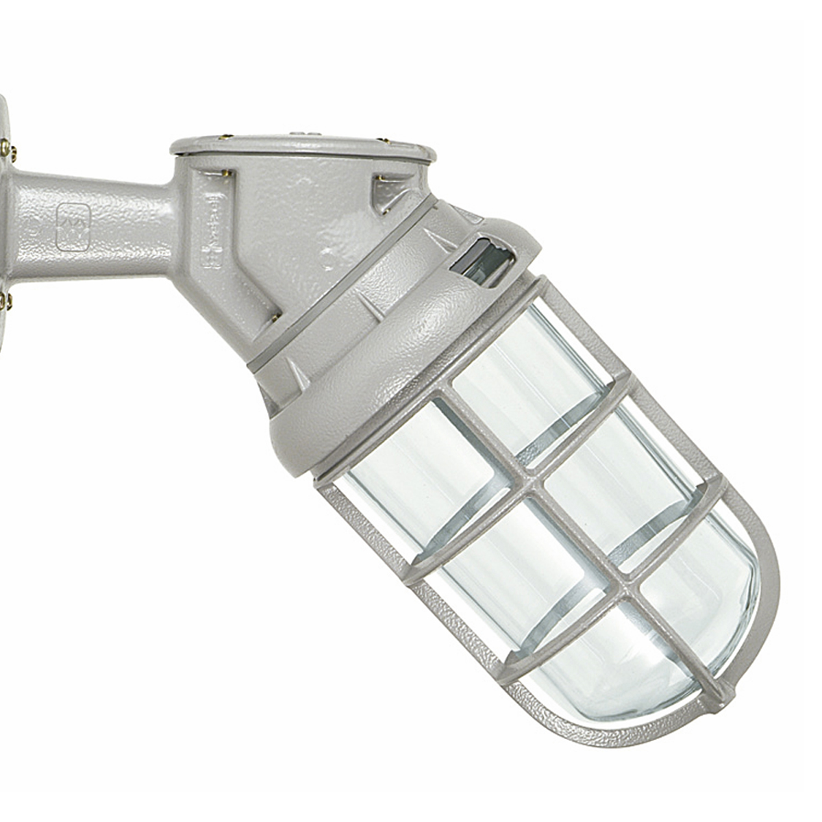 Luminária Industrial Arandela 45G Cinza 100W E27 Difusor Vidro Alcalino 3/4 Bsp Com Grade - Wetzel