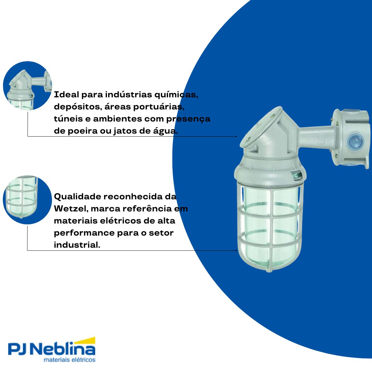 Luminária Industrial Arandela 90G Tgvp Cz 300W E40 Difusor Vidro Alcalino 3/4 Bsp C/Grade - Wetzel
