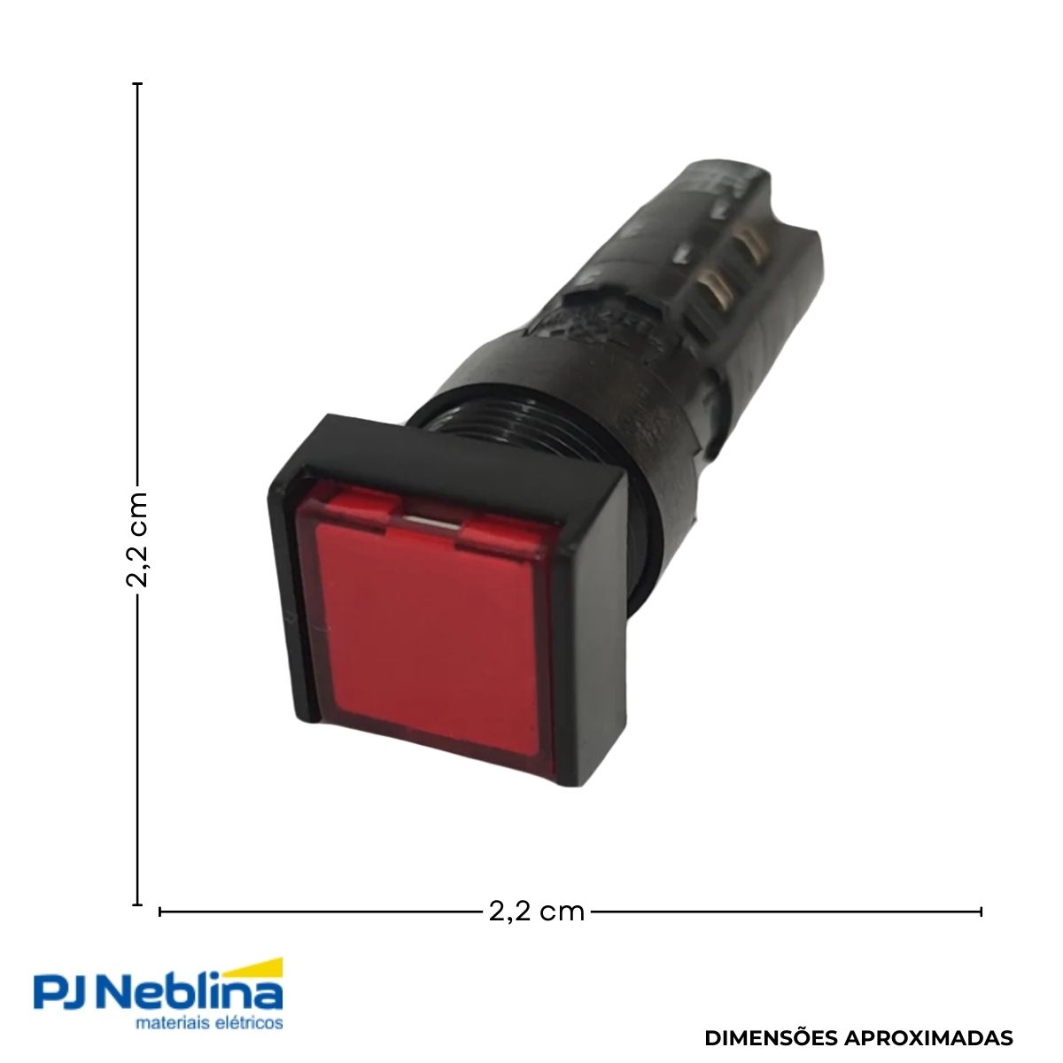 Botão Comando Pulsador Saliente Iluminado Quadrado 16 mm Plástico Vermelho 2Na+2Nf - Ace - Schmersal