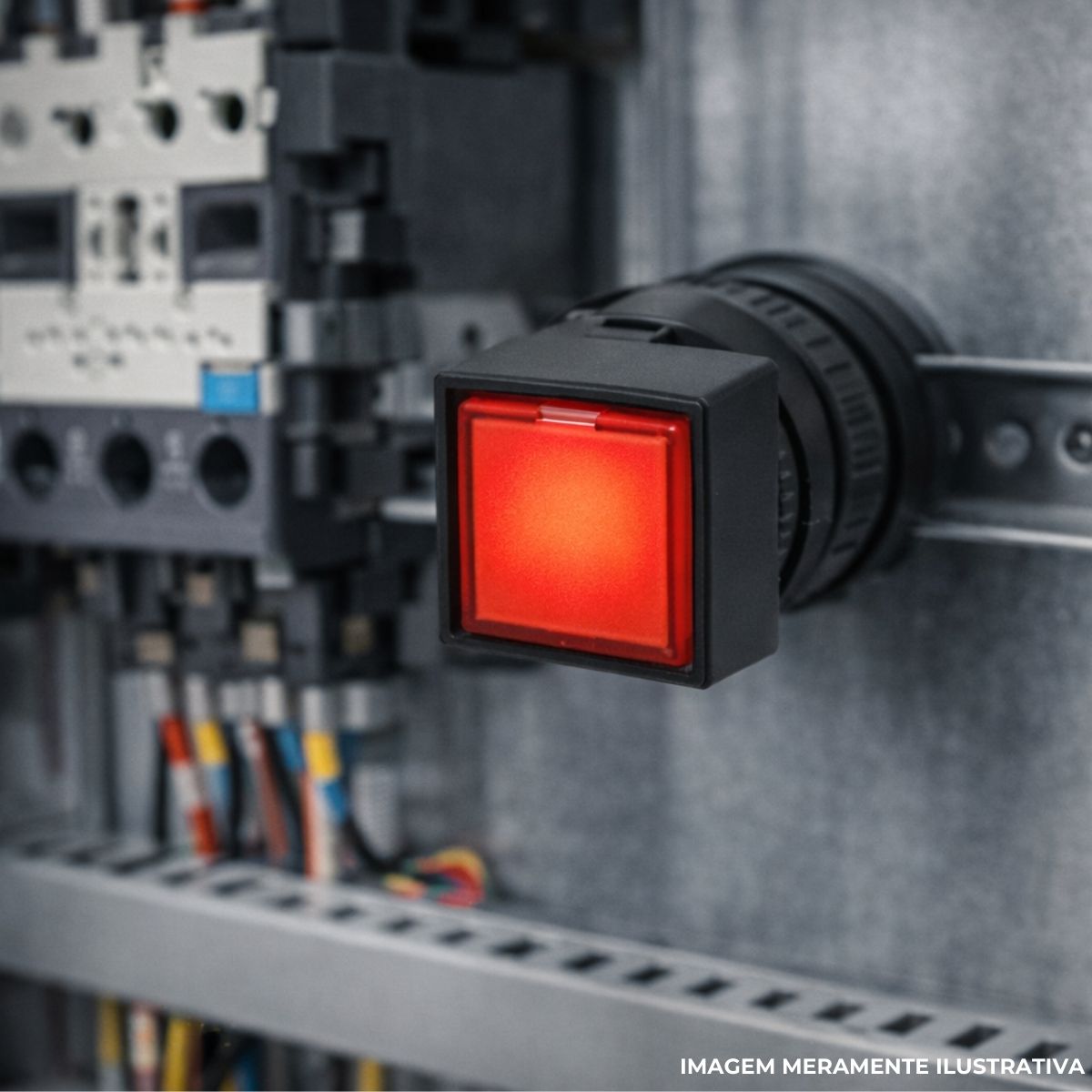 Botão Comando Pulsador Saliente Iluminado Quadrado 16 mm Plástico Vermelho 2Na+2Nf - Ace - Schmersal