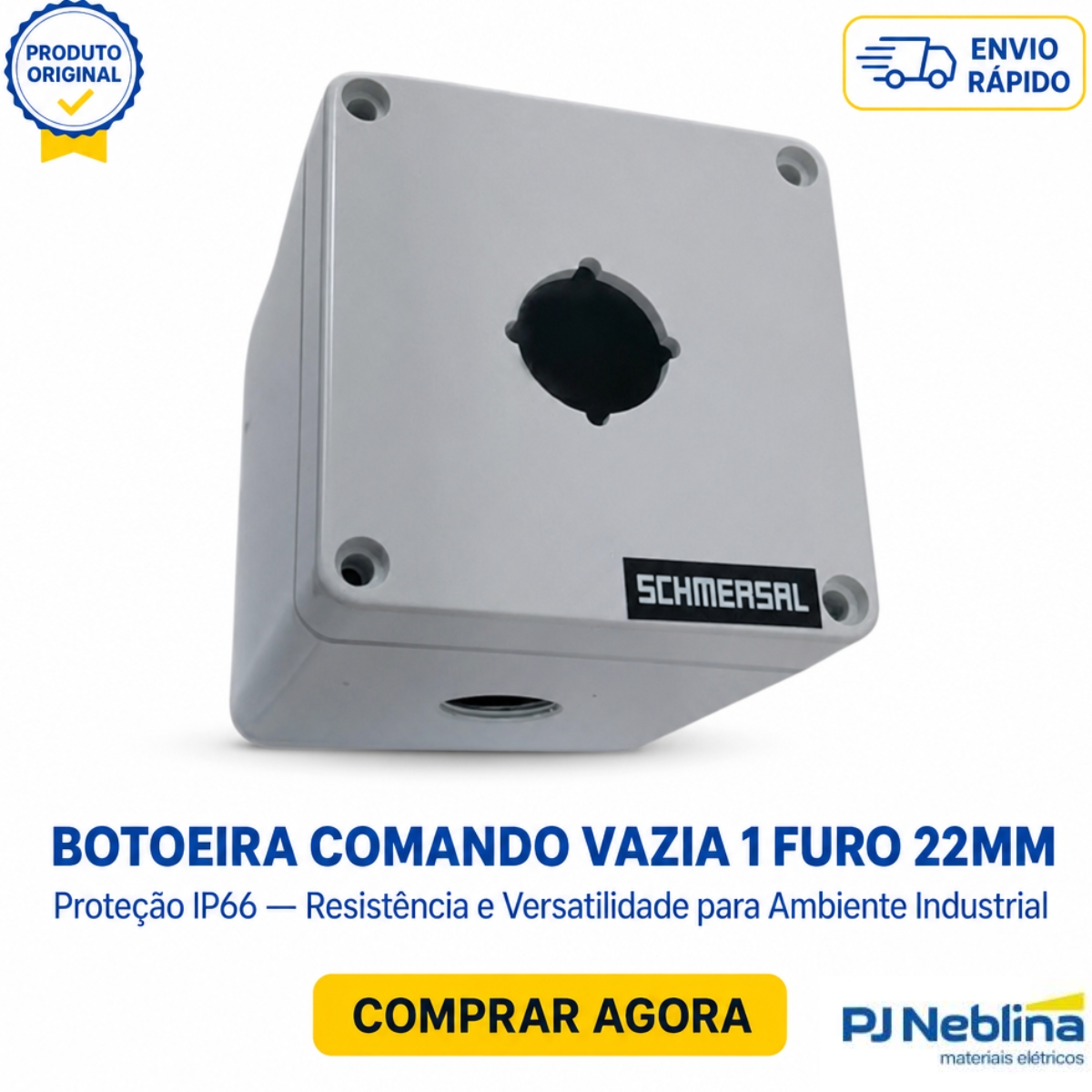 Botoeira Comando Vazia 1 Furo 22Mm Abs Cinza Ip66 - Ace Schmersal