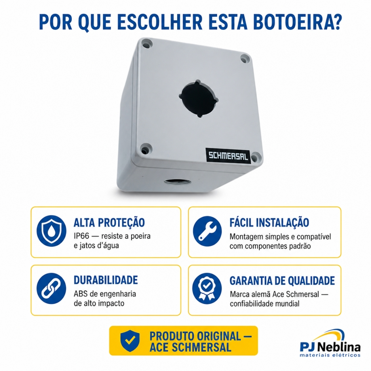 Botoeira Comando Vazia 1 Furo 22Mm Abs Cinza Ip66 - Ace Schmersal