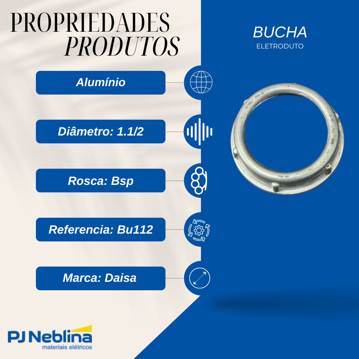 Bucha Eletroduto Alumínio 1.1/2 Bsp - Daisa