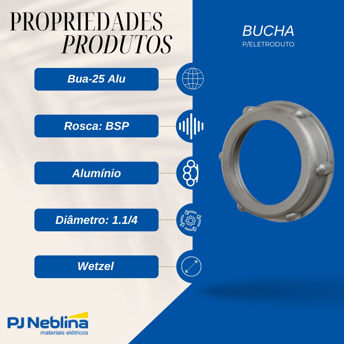 Bucha Eletroduto Alumínio 1.1/4 Bsp - Wetzel