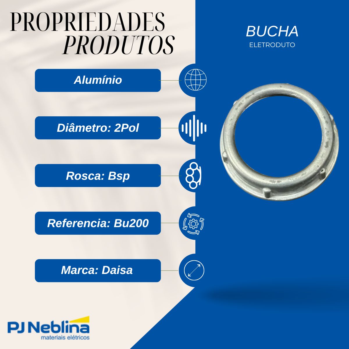 Bucha Eletroduto Aluminio 2pol Bsp