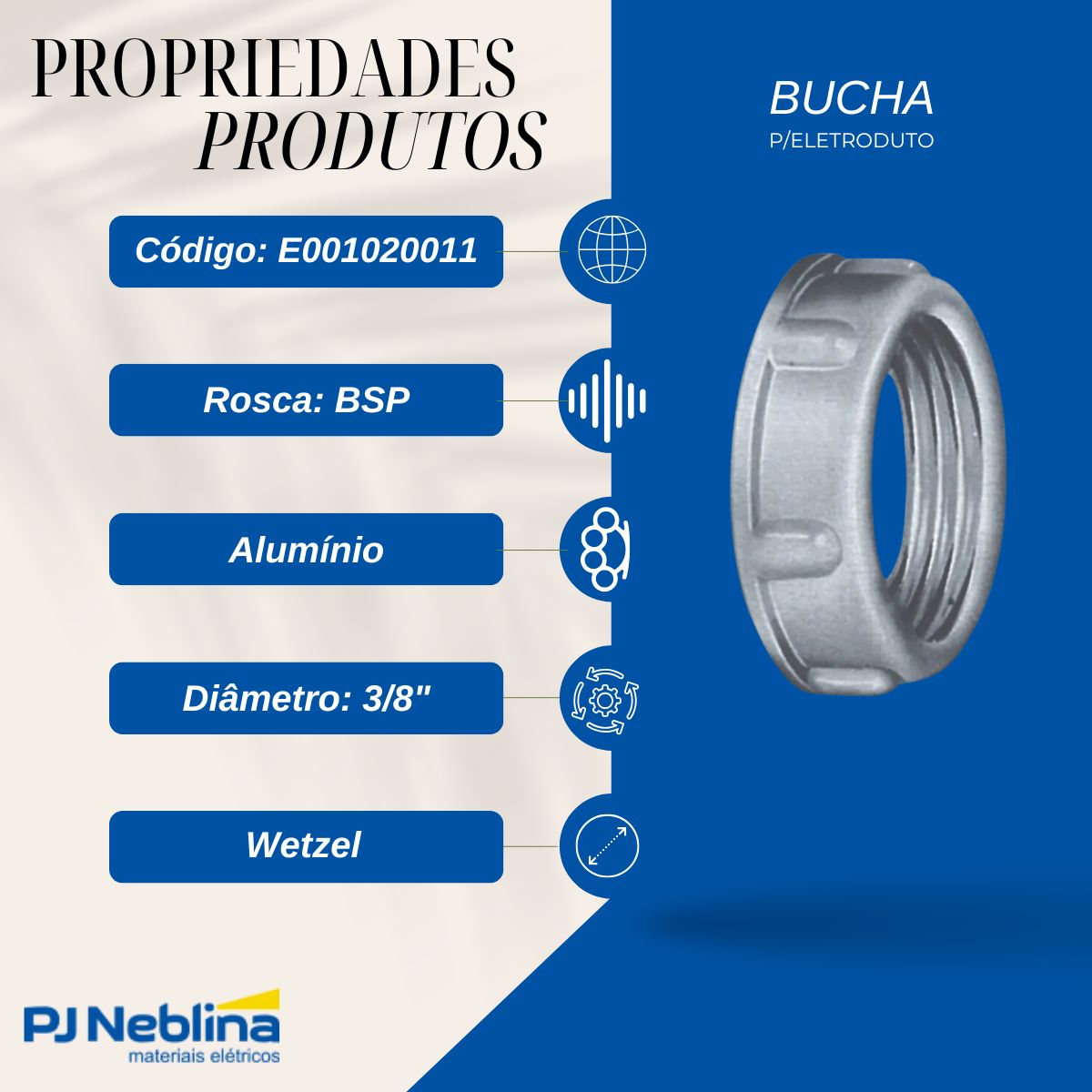 Bucha 3/8 P/Eletroduto Alumínio - Wetzel