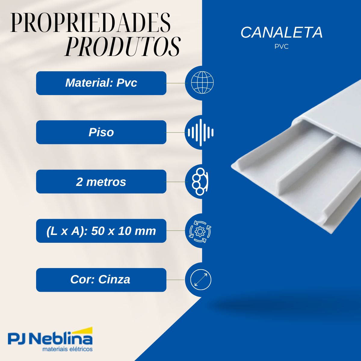 Canaleta Pvc Piso 50X10 (Br C/2M) Cz Dp2 - Dutoplast