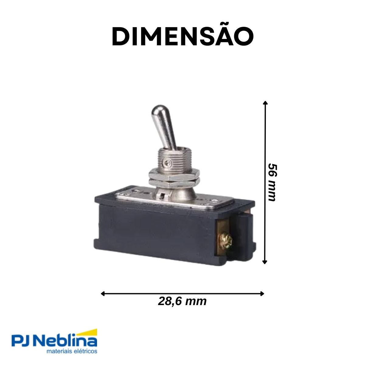 Chave Interruptor Alavanca Metálica Bipolar Liga/Desliga 15/10A 120/250V Cromada Standard Terminal Parafuso - Margirius
