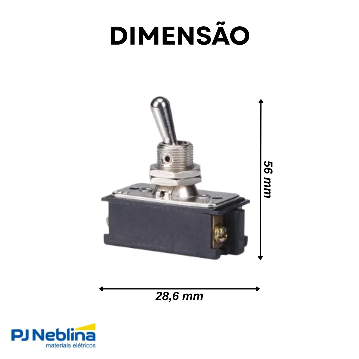 Chave Interruptor Alavanca Poliamida Bipolar Liga/Liga 15/10A 120/250V Pt Standard Terminal Parafuso - Margirius