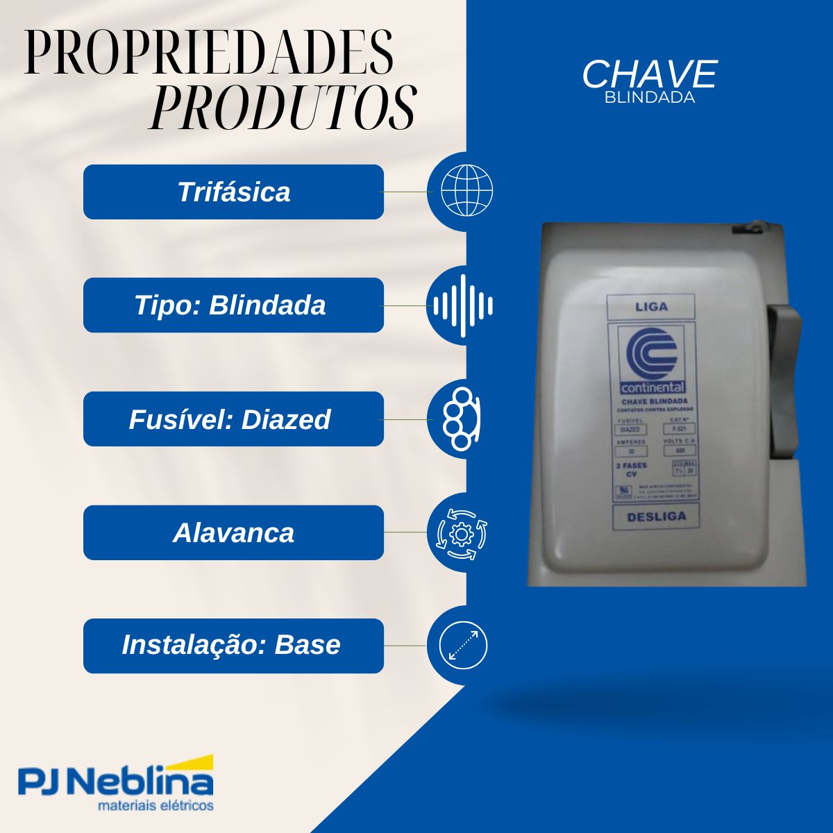 Chave Blindada Porta Fusível Trifásica 30A 600V Diazed Alavanca Cinza F-521 - Margirius