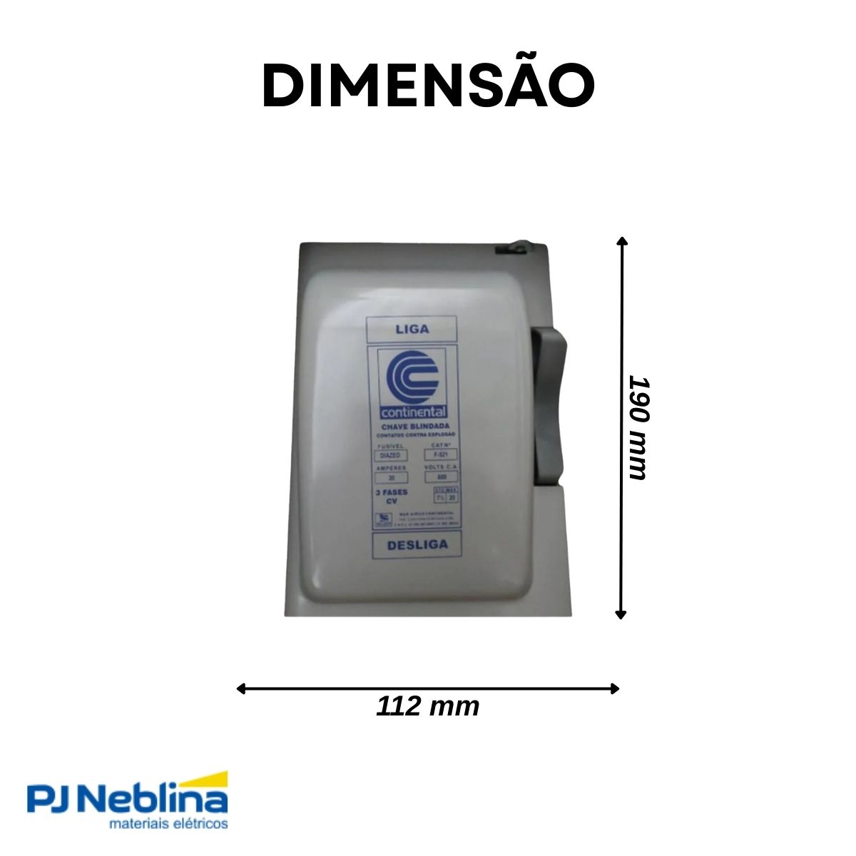 Chave Blindada Porta Fusível Trifásica 30A 600V Diazed Alavanca Cinza F-521 - Margirius