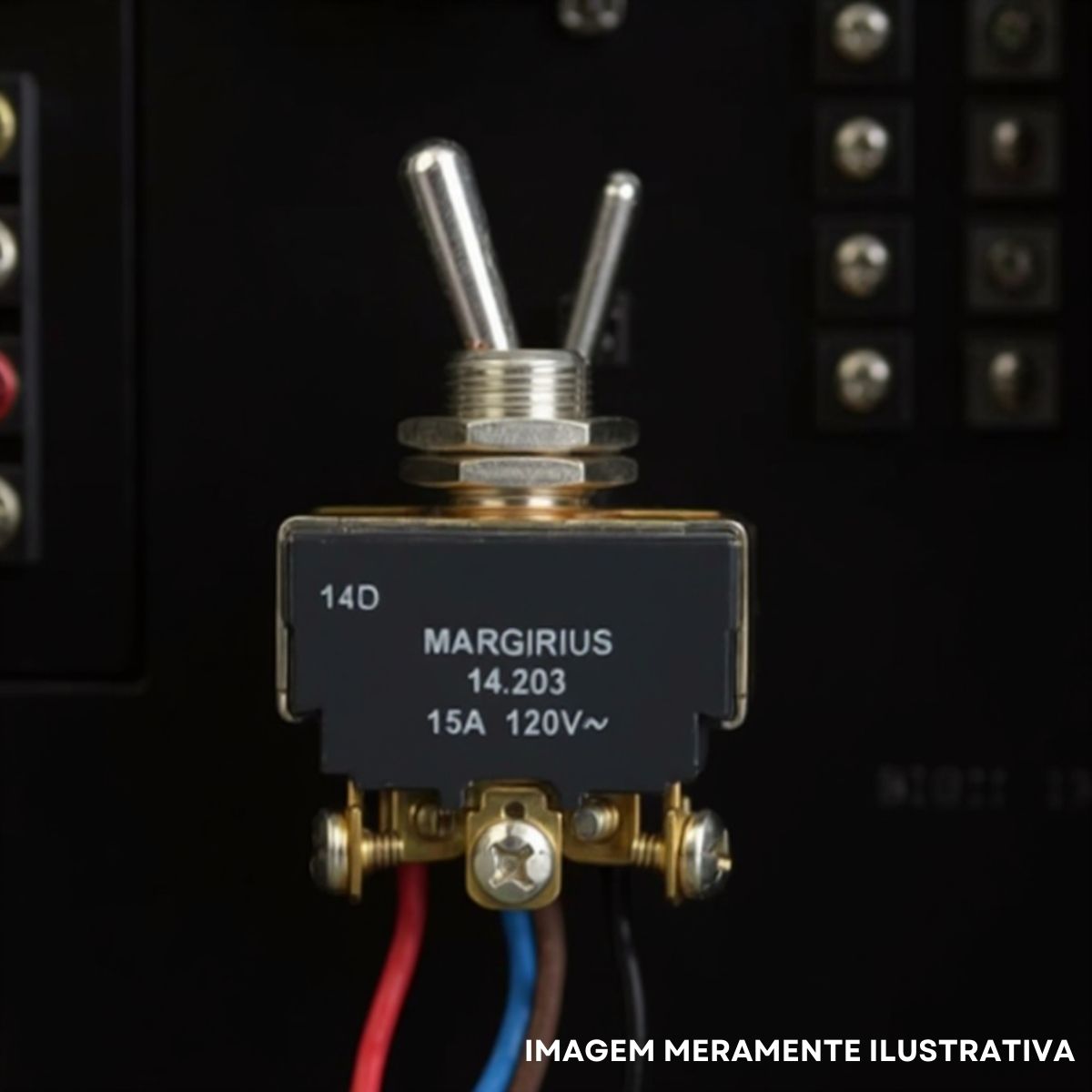 Chave Interruptor Alavanca Metálica Bipolar Liga/Desliga/Liga 15/10A 120/250V Cromada Standard Terminal Parafuso - Margirius
