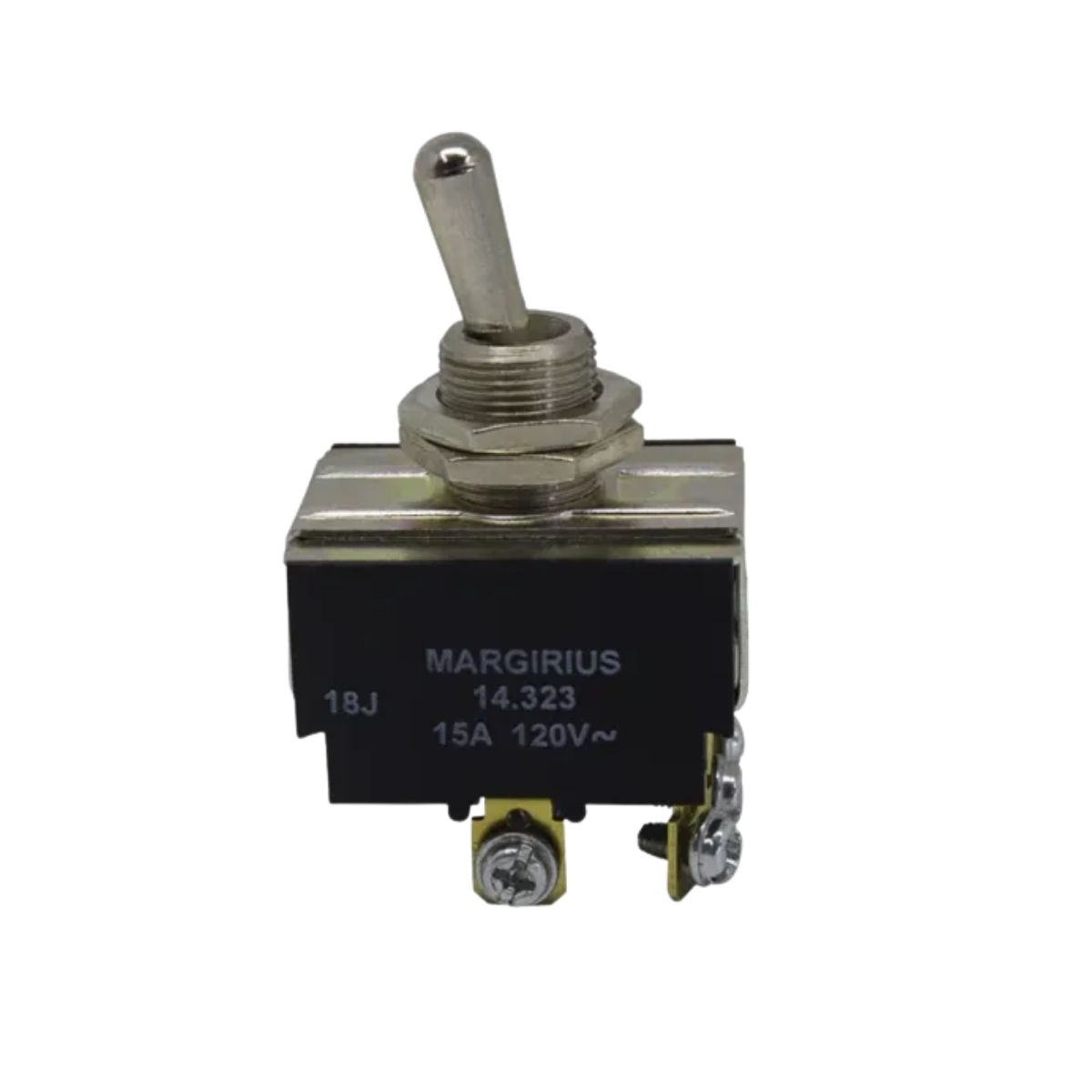 Chave Interruptor Alavanca Metálica Tripolar Liga/Desliga 15/10A 120/250V Cromada Standard Terminal Parafuso - Margirius