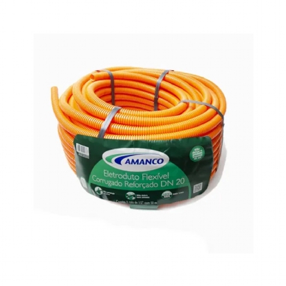 Conduite Flexível Pvc Corrugado 3/4 Dn25mm Laranja Rolo Com 50 Metros - Amanco