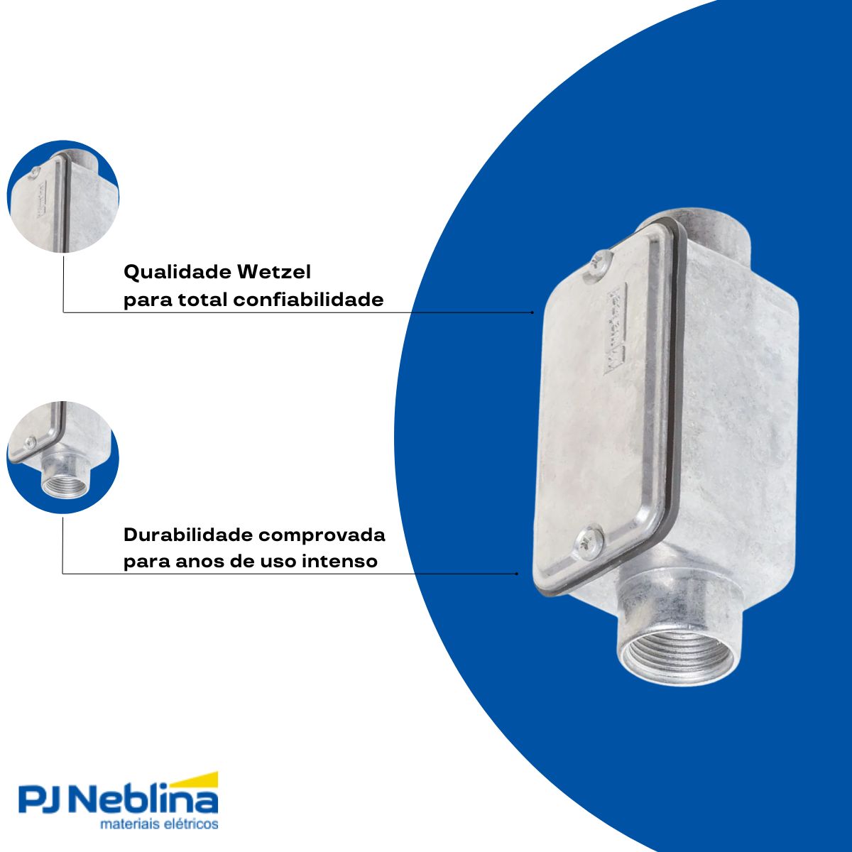 Condulete Alumínio Fixo Tipo C 1/2 C/Rosca Bsp C/Pintura Cinza C/Tampa C/Vedação Tgvp (Ip54) - Wetzel